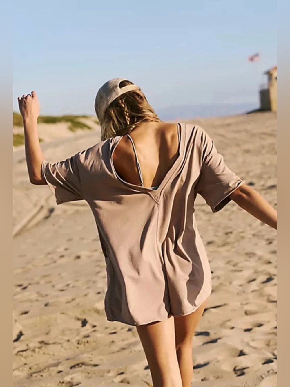 NWTs Free People Movement Women's Hot Shot Tee Romper - Mocha Latte - Medium